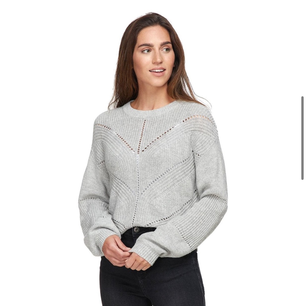 Marine Layer Olivia Crewneck Sweater Gray Pointelle Women's Size S‎ 2